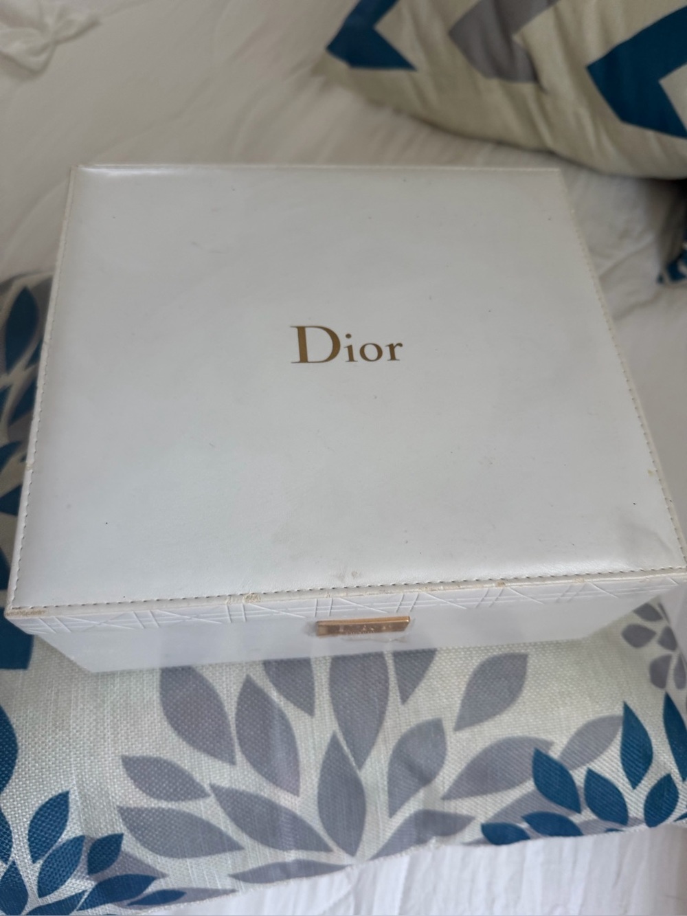 Dior White Box with Gold Logo Plaque